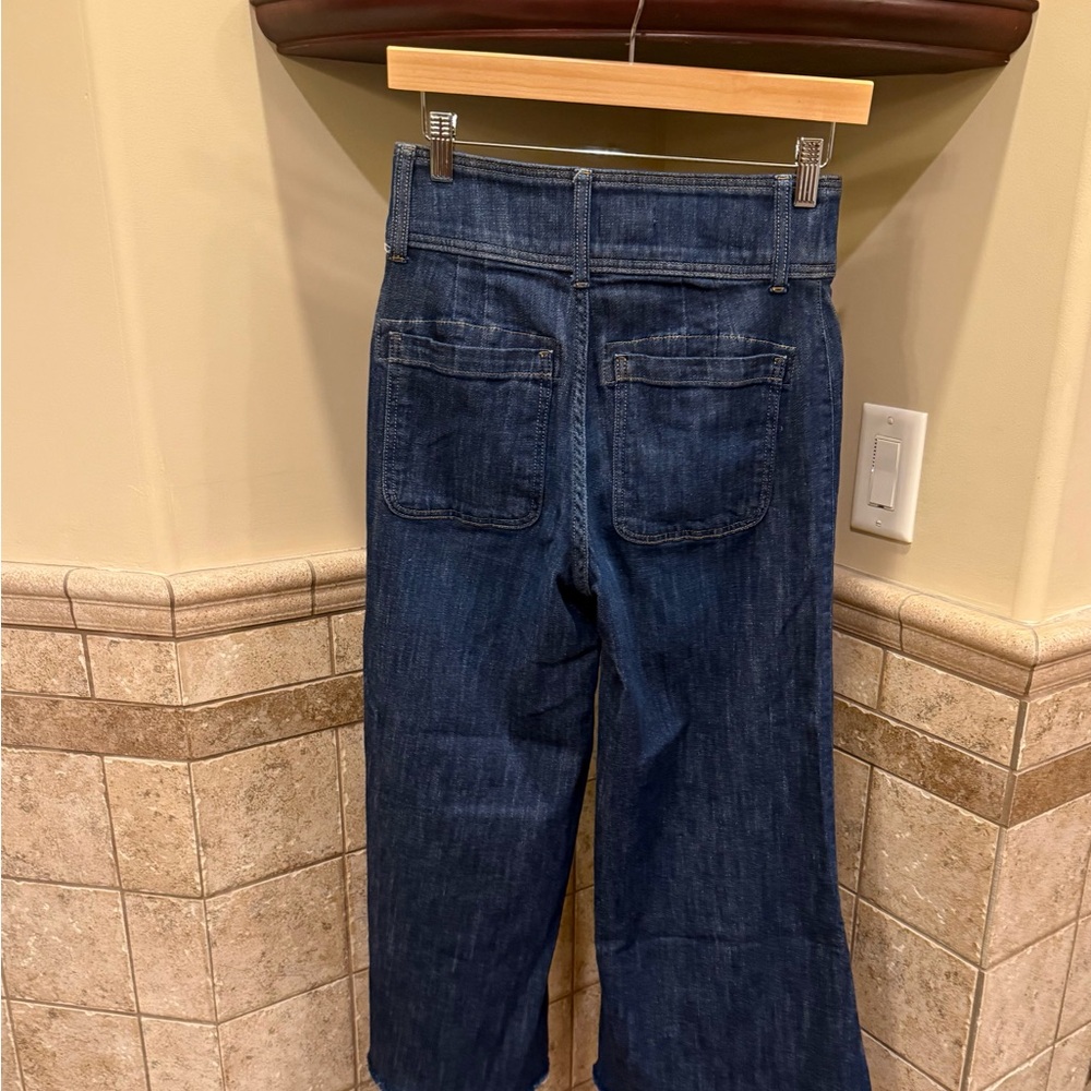 Pilcro Dark Blue Wide Leg Flare Jeans - Picture 2 of 3
